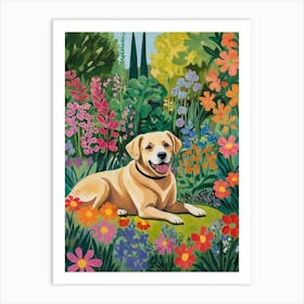 Yellow Labrador In The Garden Style Henri Matisse Art Print