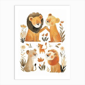 Barbary Lion Interaction Clipart 2 Art Print