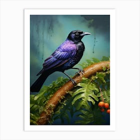 Aerial Grace: Purple-Throated Fruitcrow Print Art Print