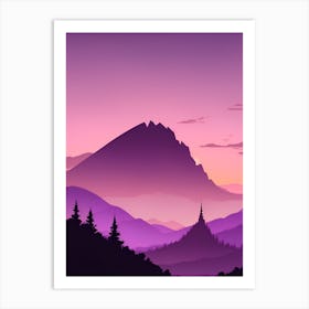 Misty Mountains Vertical Composition In Purple Tone 55 Art Print