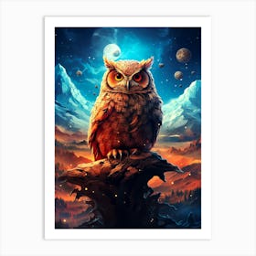 Owl In The Night Sky 1 Art Print