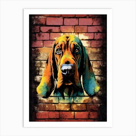 AestheticBloodhound Dog Puppy Brick Wall Graffiti Artwork Art Print