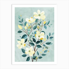 Dogwood Tree Flat Illustration 5 Art Print