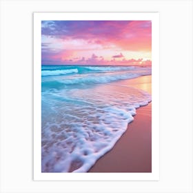 pink sunset beach Art Print