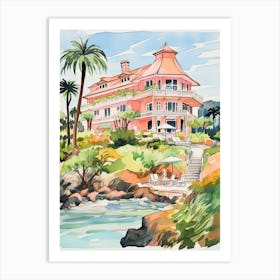 The Lodge At Pebble Beach   Pebble Beach, California   Resort Storybook Illustration 3 Art Print