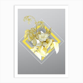 Botanical Apple Rose in Yellow and Gray Gradient n.030 Art Print