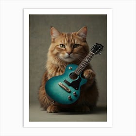 Cat With Guitar Art Print