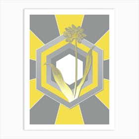 Vintage Golden Garlic Botanical Geometric Art in Yellow and Gray n.111 Art Print