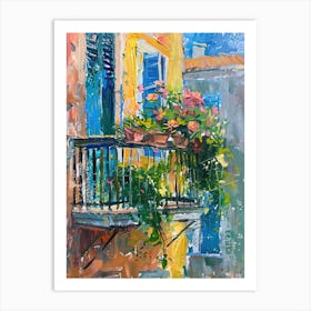 Balcony Painting In Piraeus 4 Art Print