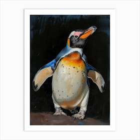 Galapagos Penguin Bleaker Island Colour Block Painting 3 Art Print