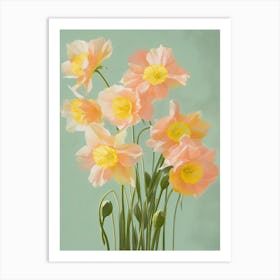 Bunch Of Daffodils Flowers Acrylic Painting In Pastel Colours 11 Art Print