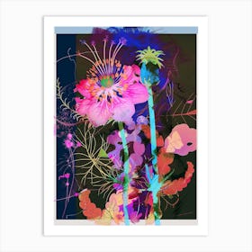 Nigella 7 Neon Flower Collage Art Print