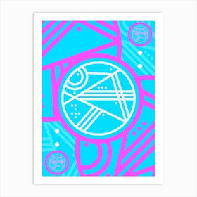 Geometric Glyph in White and Bubblegum Pink and Candy Blue n.0076 Art Print