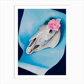 Georgia OKeeffe - Horses Skull with Pink Rose 1 Art Print