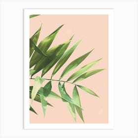 Palm Leaves On A Pink Background 1 Art Print