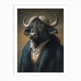 Royal Buffalo Vintage Portrait, Victorian Animal Print, Dressed Farm Animal Altered Art, Renaissance Animal Art, Animal Lover Gift Art Print