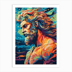 Vibrant Pop Art Poseidon Art Print