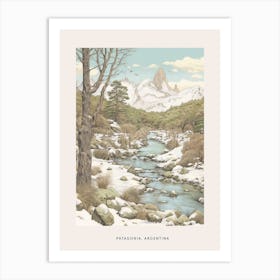 Vintage Winter Poster Patagonia Argentina 2 Art Print