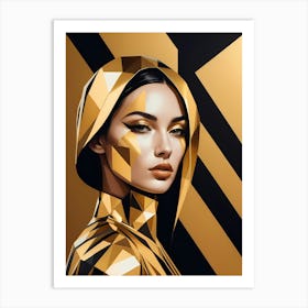 Geometric Woman Portrait Luxury Gold (10) Art Print