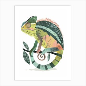 Green Jackson S Chameleon Abstract Modern Illustration 2 Art Print