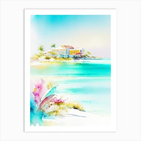Great Exuma Bahamas Watercolour Pastel Tropical Destination Art Print