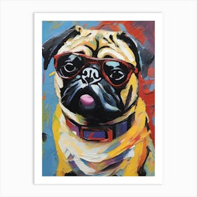 Pug Dog With Sunglasses Art Print