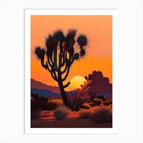 Joshua Tree At Sunrise Vintage Botanical Line Drawing  (11) Art Print