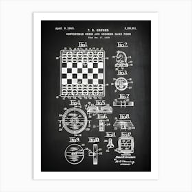 Chess Game Chess Checker Art Chess Game Checker Game Art Game Blueprint Game Decor Chess And Checkers Patent Print Eg8611 Art Print