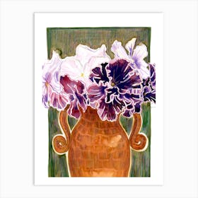 Purple Pansies In A Vase Art Print