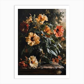 Baroque Floral Still Life Hibiscus 1 Art Print