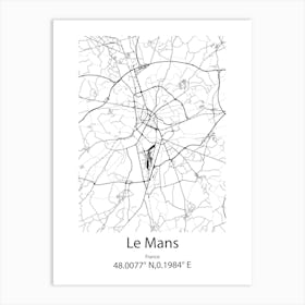 Le Mans,France Minimalist Map Art Print