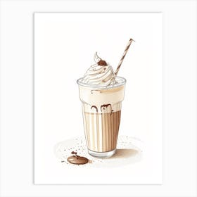 Coffee Milkshake Dairy Food Pencil Illustration Art Print
