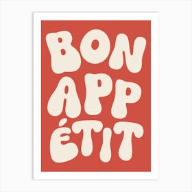 Bon Appetit - White & Red Art Print