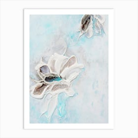 Aqua Teal Flower Painting 2 Art Print