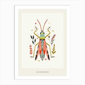 Colourful Insect Illustration Grasshopper 6 Poster Art Print