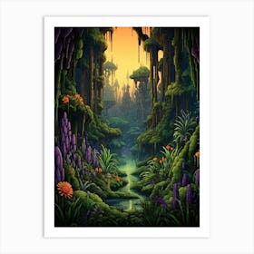 Jungle Landscape Pixel Art 2 Art Print