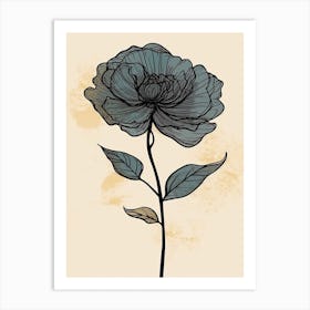 Line Art Marigold Flowers Illustration Neutral 6 Art Print