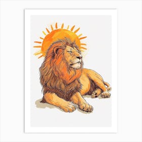Barbary Lion Resting In The Sun Clipart 1 Art Print