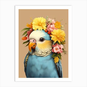 Bird With A Flower Crown Budgerigar 3 Art Print