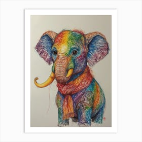 Elephant In A Scarf Art Print