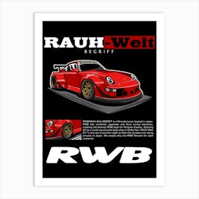 Porsche RWB Red Art Print