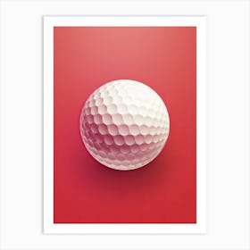 Golf Ball On Red Background Art Print