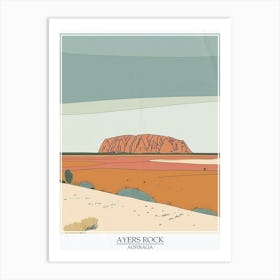 Ayers Rock Australia Color Line Drawing 4 Poster Art Print