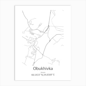 Obukhivka,Ukraine Minimalist Map Art Print