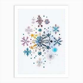 Irregular Snowflakes, Snowflakes, Minimal Line Drawing 4 Art Print