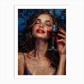 Woman Drinking Wine Art Print