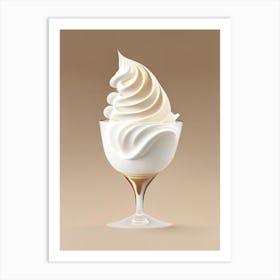 Whipped Cream Parfait Dessert Neutral Abstract Illustration Flower Art Print