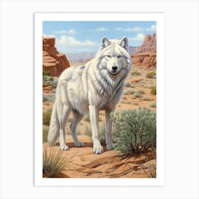 Tundra Wolf Desert Scenery 4 Art Print