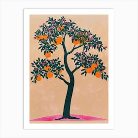 Orange Tree Colourful Illustration 2 Art Print