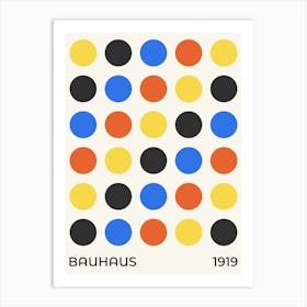 Bauhaus Abstract colorful Circles retro shape mid century style design Art Print